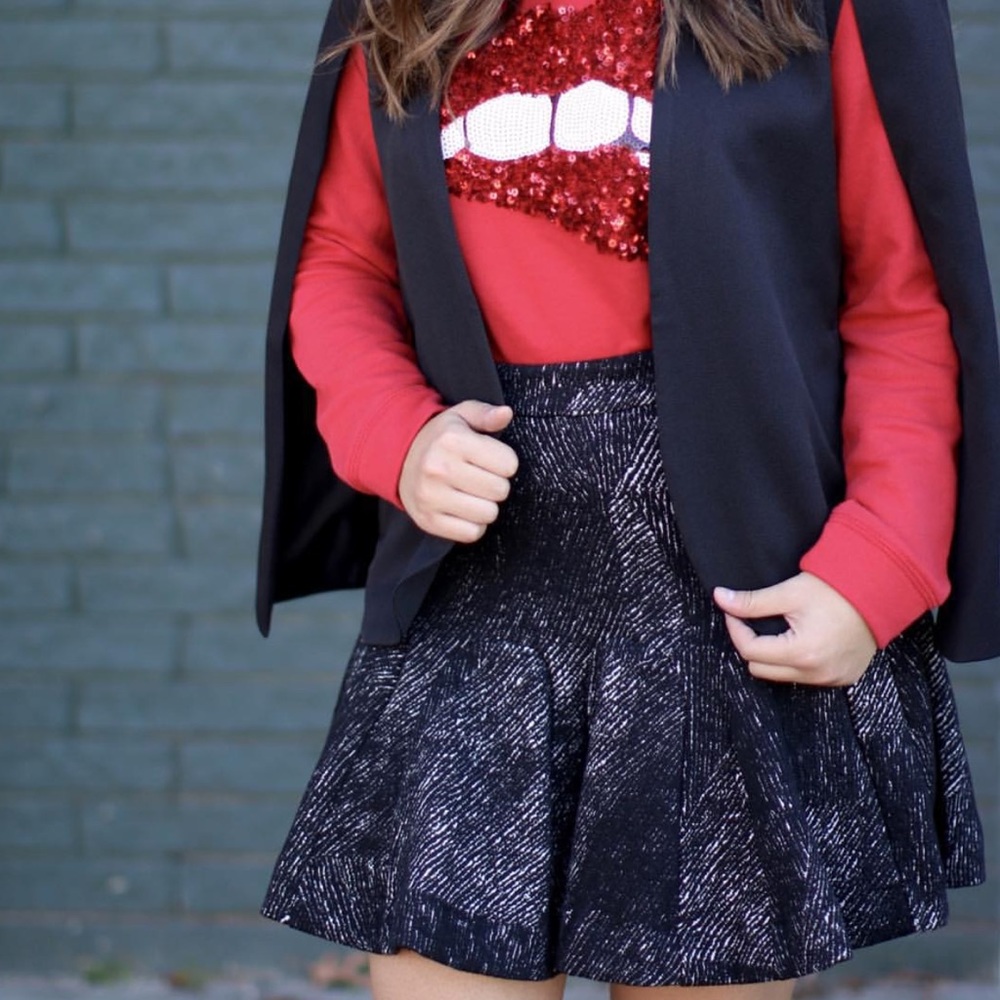 FINAL PRICE | BR | Black + White Fit + Flare Skirt